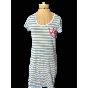 Victoria's Secret Cotton Blue White Striped Nightgown Size XS